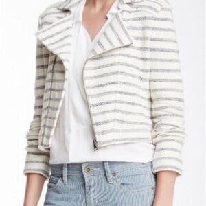BCBGMaxAzria Cream and Gray Striped Blazer